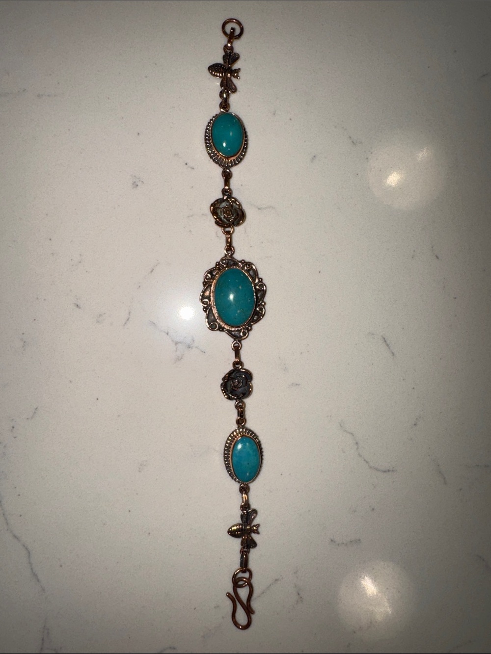 Copper Turquoise Stone Vintage-Style Bracelet